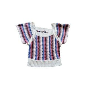 Hailey &‎ co Womens embroidered crochet knit bohemian blouse crop top size S.